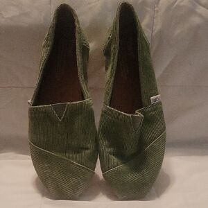 TOMS Green Corduroy Espadrilles